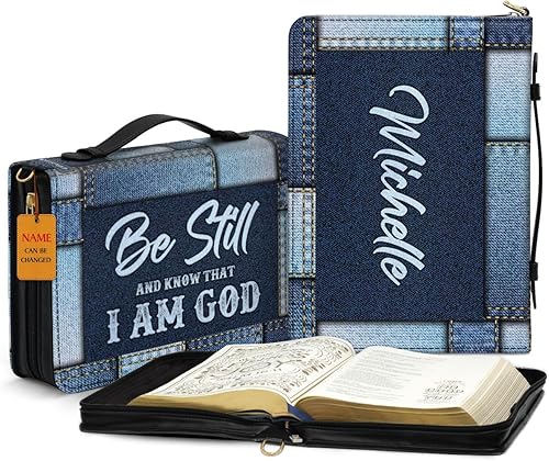 Miniatura 8 de Jesuspirit Fundas de cuero personalizadas para la Biblia, bolsa de la Biblia para hombres y mujeres, funda de transporte de la Biblia con texto en