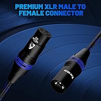Vista 5 de XLR Cable de micrófono de 2 pies (paquete de 2, multicolor), cable de conexión de micrófono equilibrado de 3 pines macho a hembra, trenzado