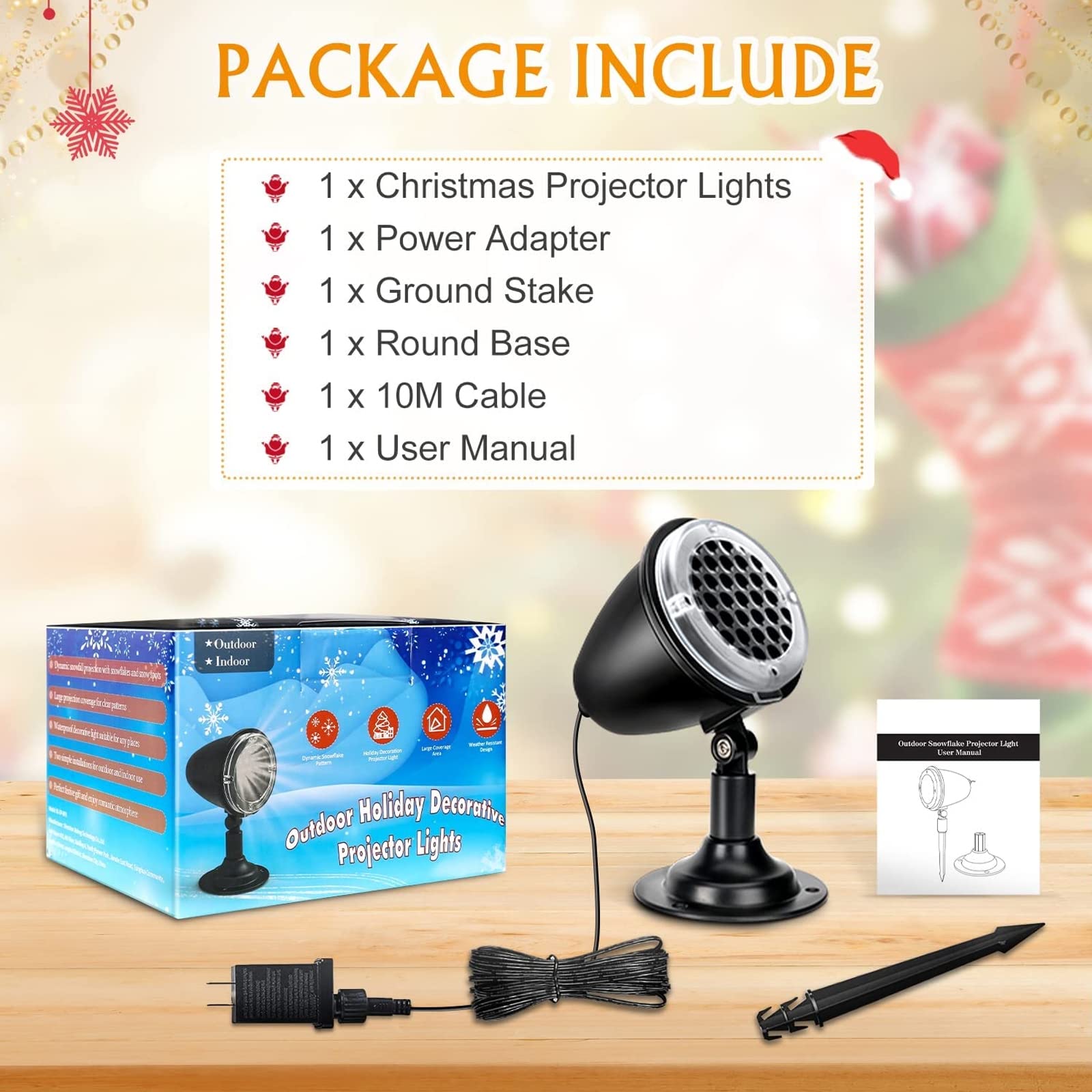 Esterno/Interno Proiettore Luci Natale, Lampada di Proiezione a LED, Impermeabile IP65 Tempesta di Neve Proiettore Natale per Esterni per Natale, Feste E Matrimoni
