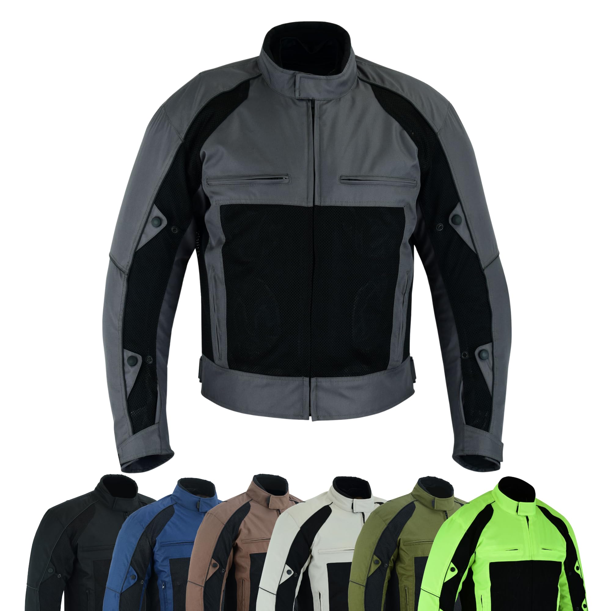 warrior gears Motorbike Jackets for Men Waterproof Mesh Textile Motorcycle Jacket with CE Armours and Removable Lining, Grey & Black - 9XL