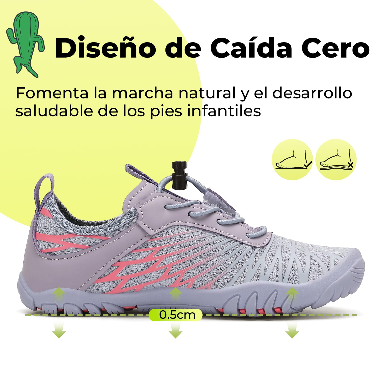 SAGUARO Zapatos descalzos para niños, de secado rápido, transpirables, con puntera ancha, talla 25-35