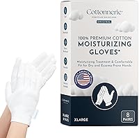 Vista 8 de 4 pares de guantes de algodón Cottonnerie Basics para manos secas al dormir, guantes hidratantes durante la noche, guantes hidratantes para manos