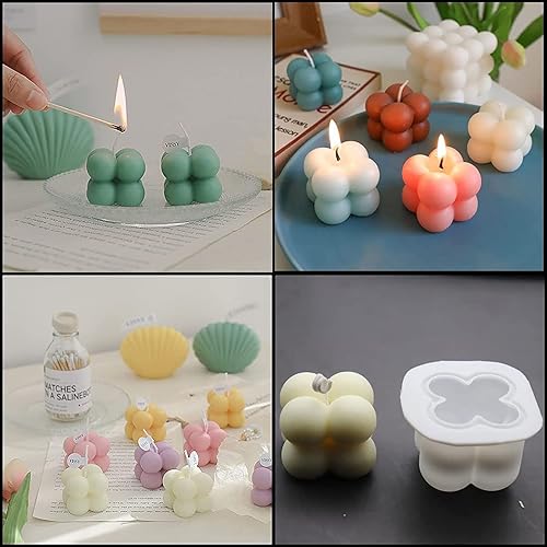 Miniatura 3 de Juego de 5 moldes de vela de silicona para hacer velas, moldes de vela de silicona, molde de cera de cubo de burbujas 3D, molde para hornear postre