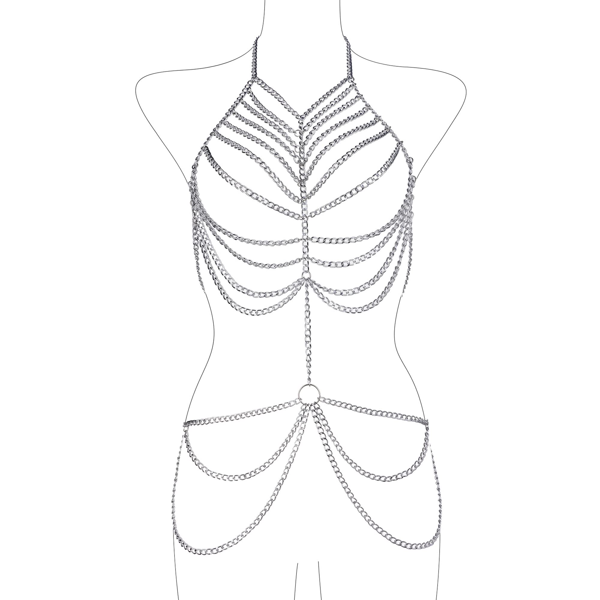 CCbodily Body Chain Jewelry for Women - Fashion Boho Backless Full Body Chain Belly Chain Jewelry Set for Costume Party