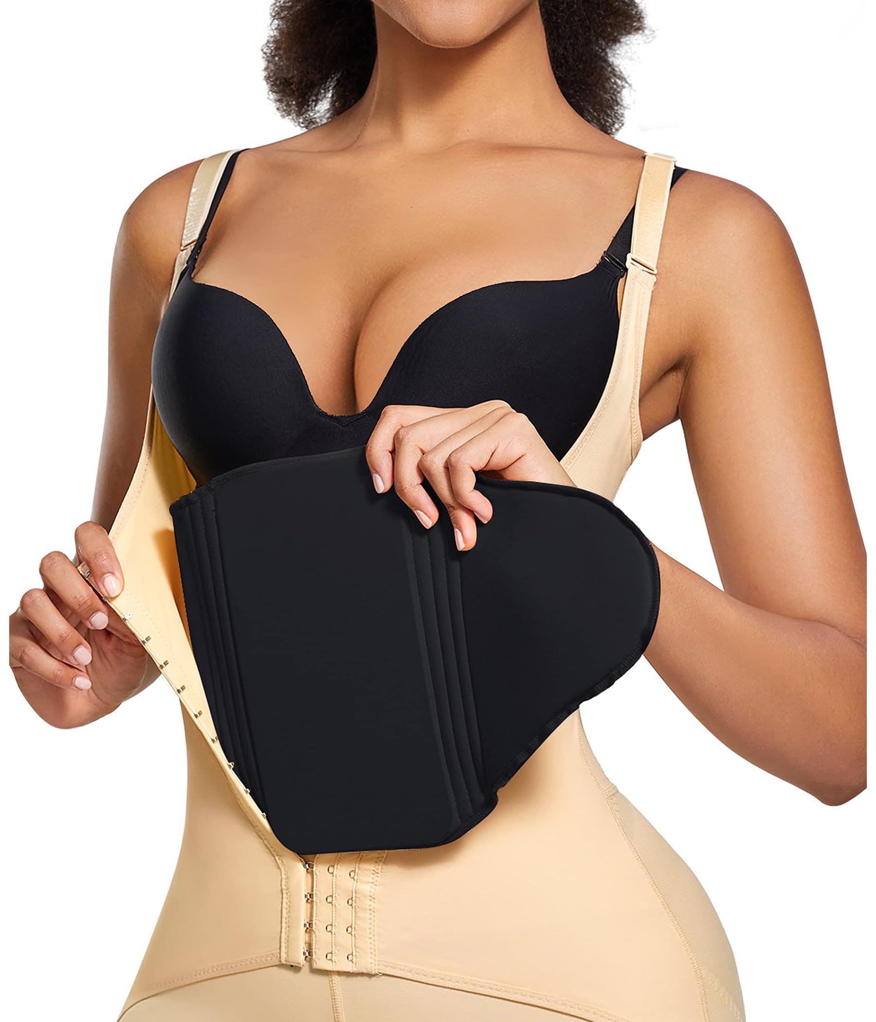 Bafully Planche de compression abdominale aplatissant le ventre AB Board lombaire post-chirurgie lipo dos planche mousse récupération post-partum, Noir , taille unique