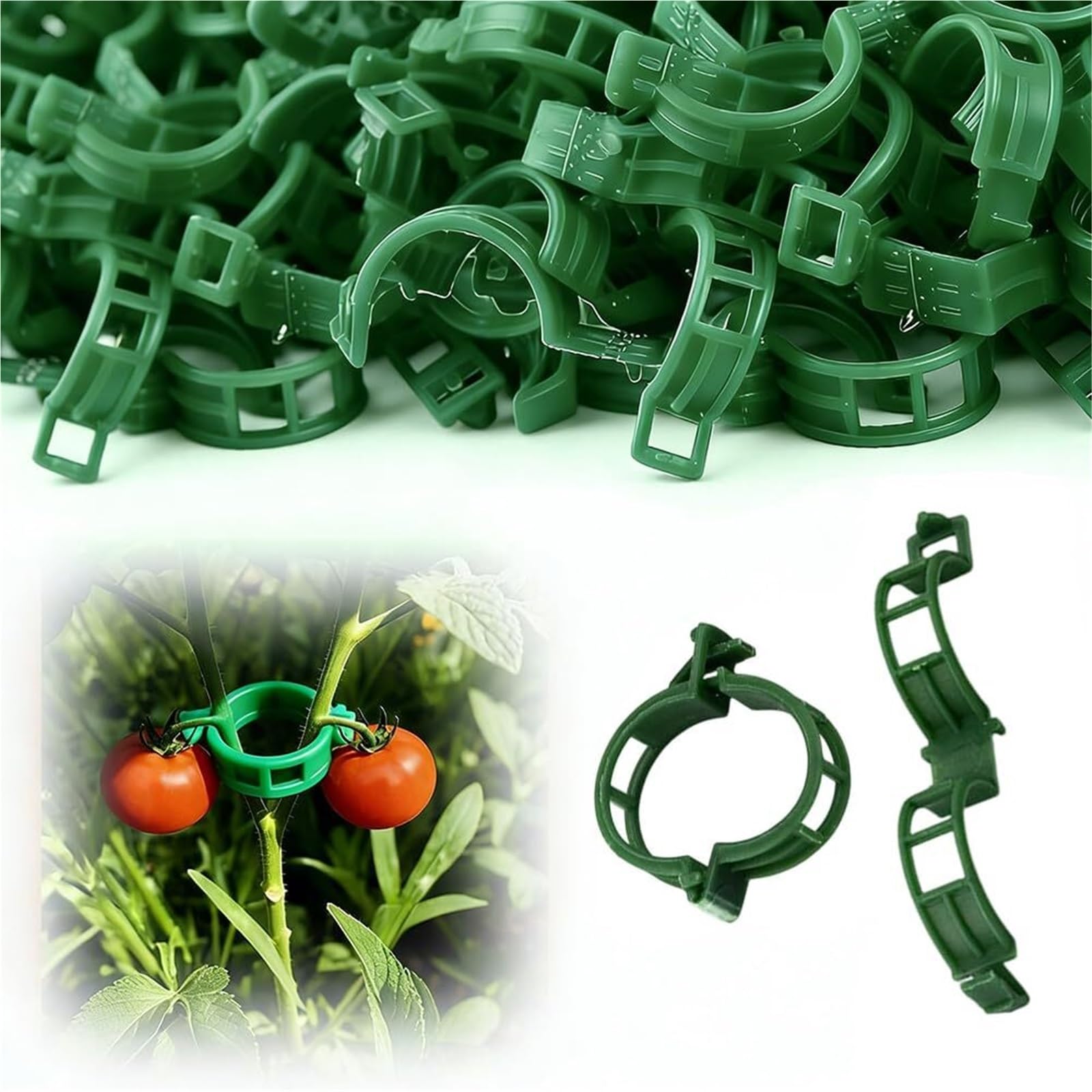 Mollette di sostegno per rampicanti da giardino, Clip Di Sostegno for Piante for La Crescita Eretta Di Pomodori E Viti Multicolori 150 e 300 pz(Green 300Pcs)