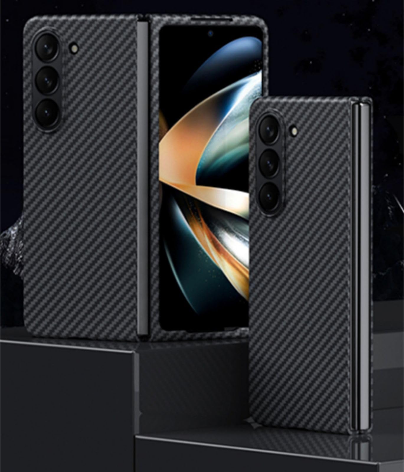 Custodia per Galaxy Fold5 Cover Fibra Carbonio,Ultra Light Pelle Sottile Custodie Bumper Case per Samsung Galaxy Z Fold5(1)
