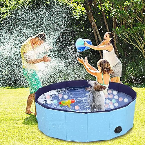 Miniatura 3 de Piscina plegable para mascotas, piscina grande para perros, piscina para mascotas, piscina antideslizante de PVC para todo tipo de mascotas, 48 a 12