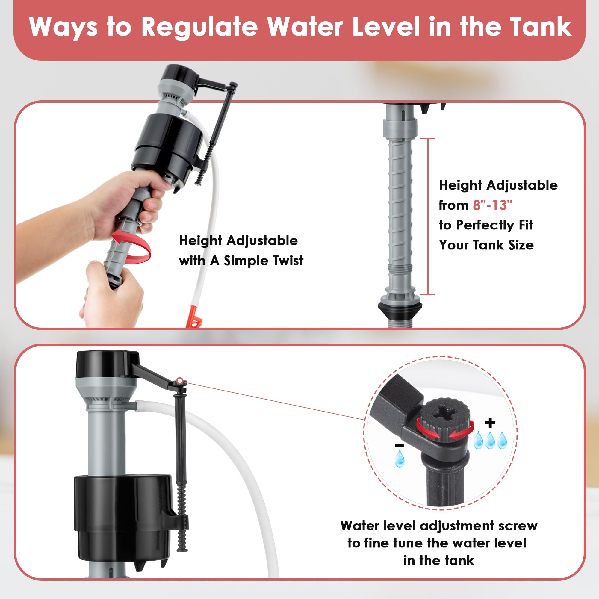 Saillong Toilet Float Replacement Kit, Universal Toilet
