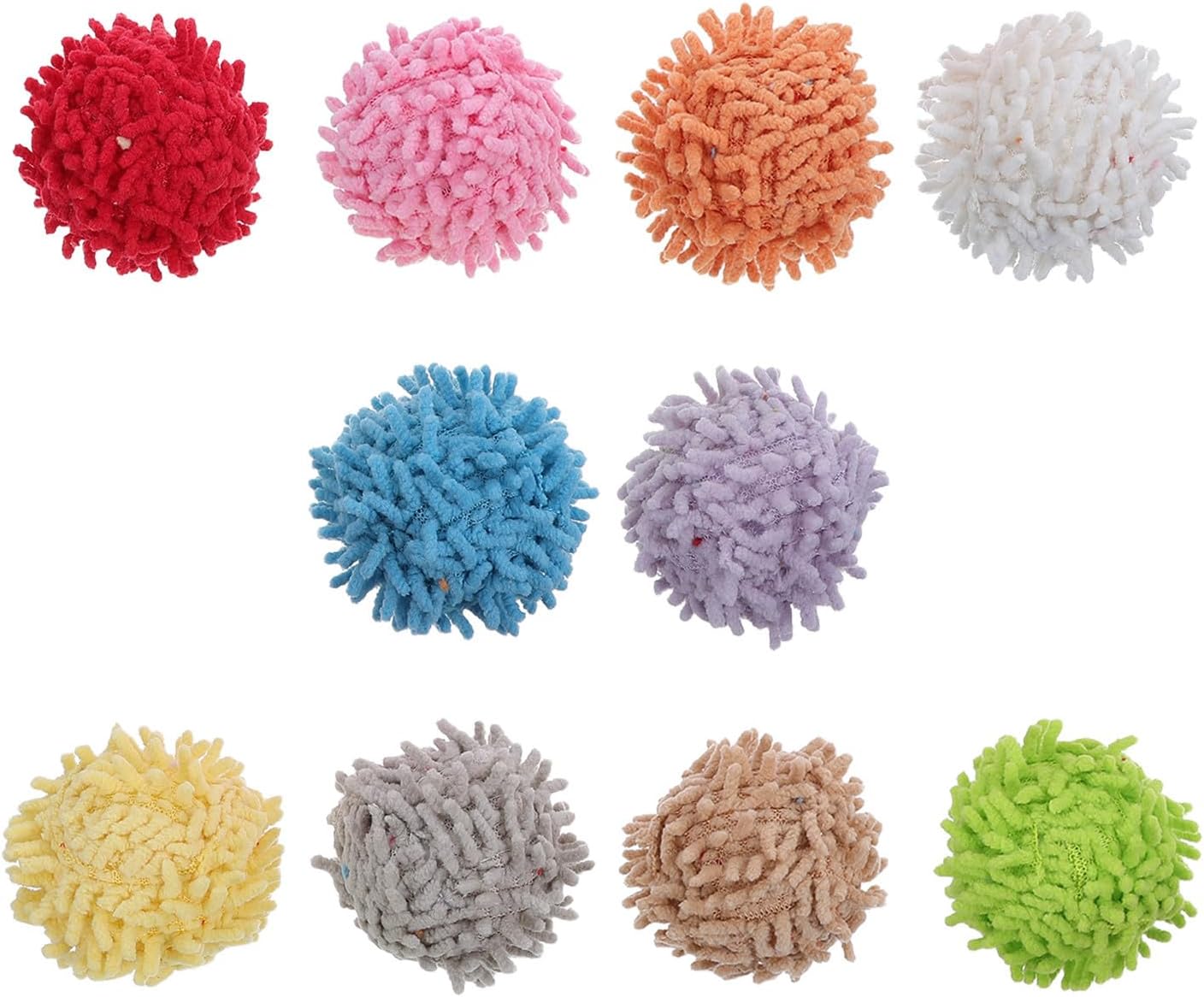 10pcs Plush Pom Pom Balls for Cats and Kittens, Multi Colored Indoor | Soft Fuzzy Plaything, Easy to Clean, Interactive Exercise and Boredom Relief Random Color