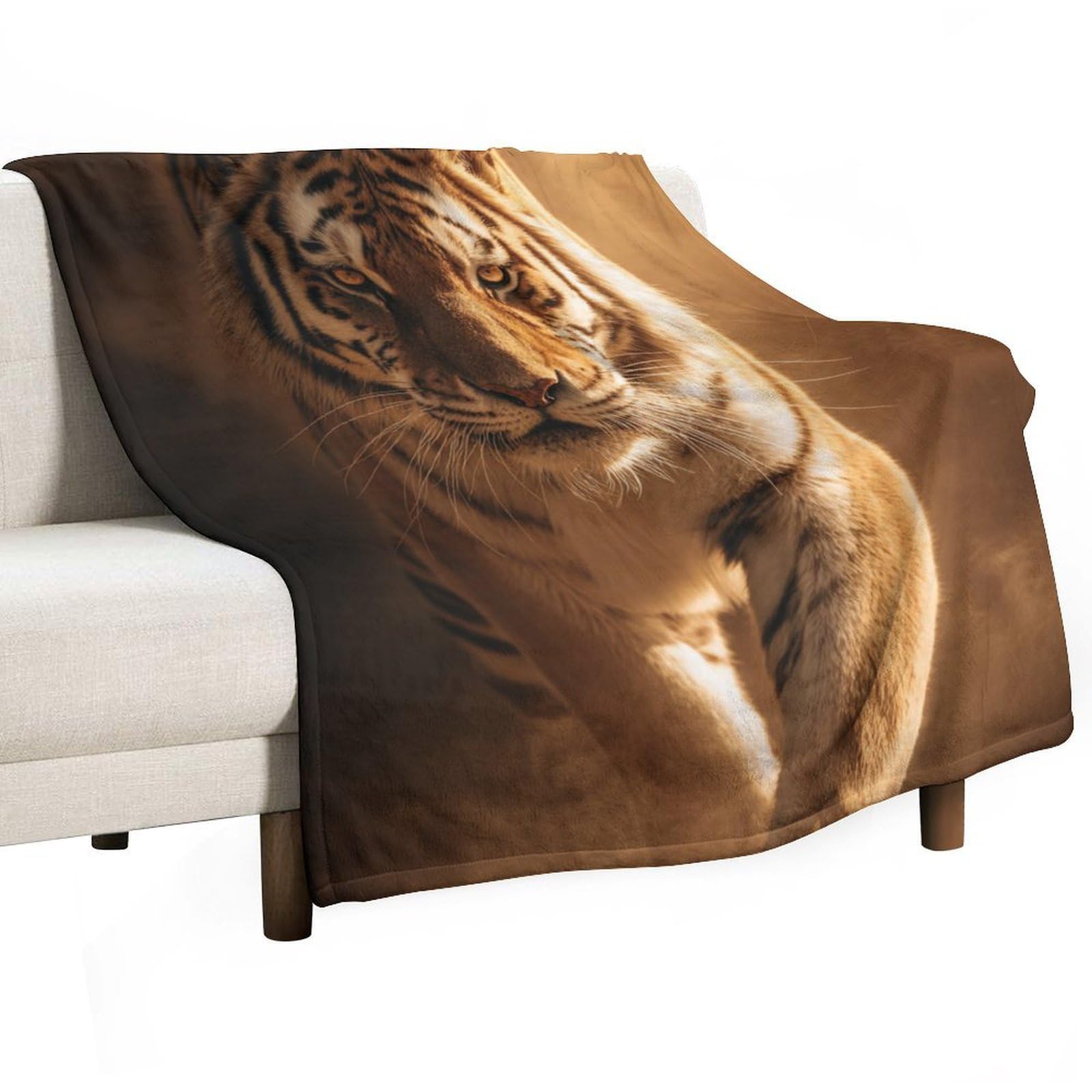Jubonexis A Tiger Facing Forward Anti Pilling Throw Blankets Cozy Durable Blanket for Bedroom Living Rooms Couch Sofa Bed 130x150cm(50x60in)