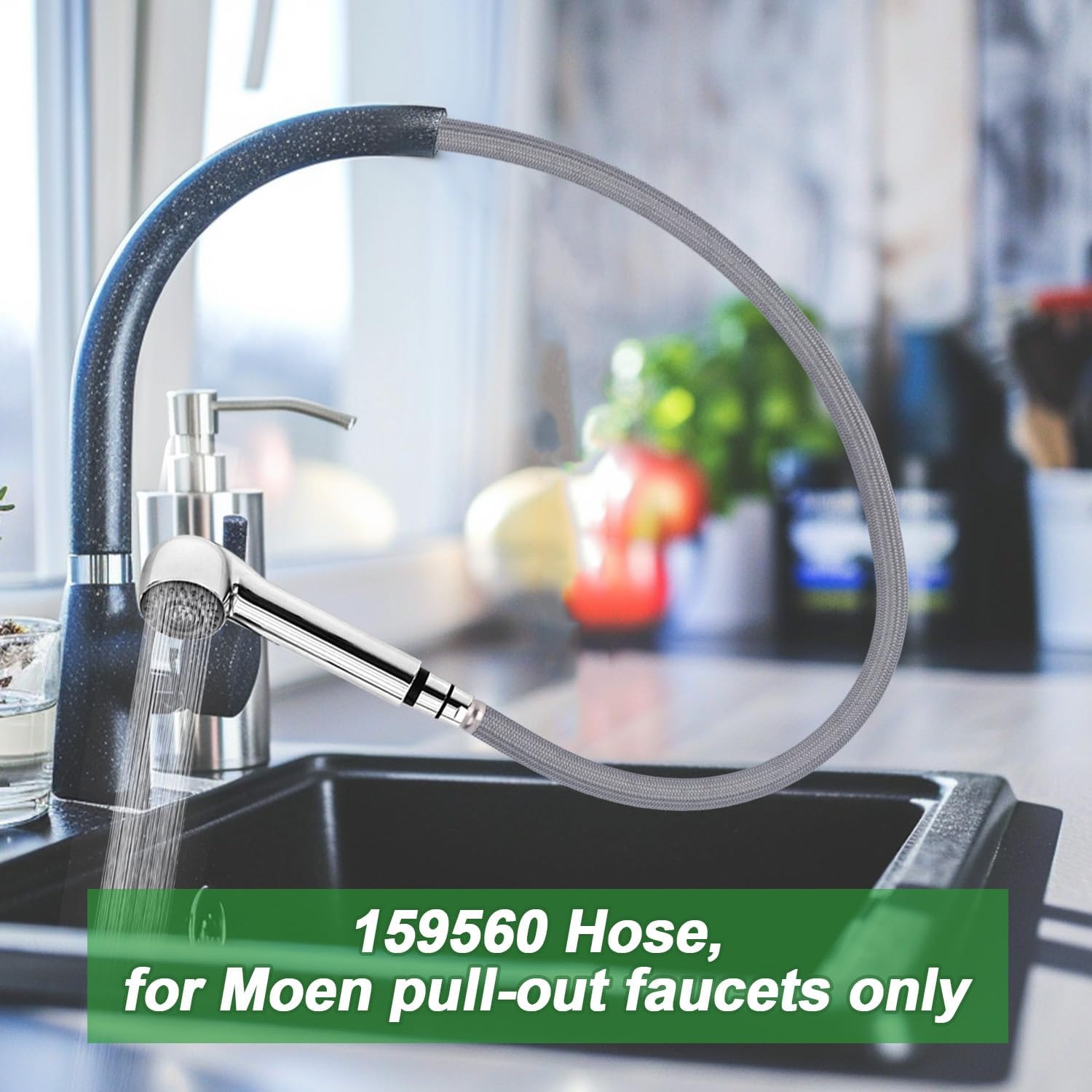 Kitchen Faucet Hose Replacement, 59.06 Inch Kitchen Sink Pull Out Faucet Hose 159560 Replacement Hose Compatible with Moen Pull Out Faucet