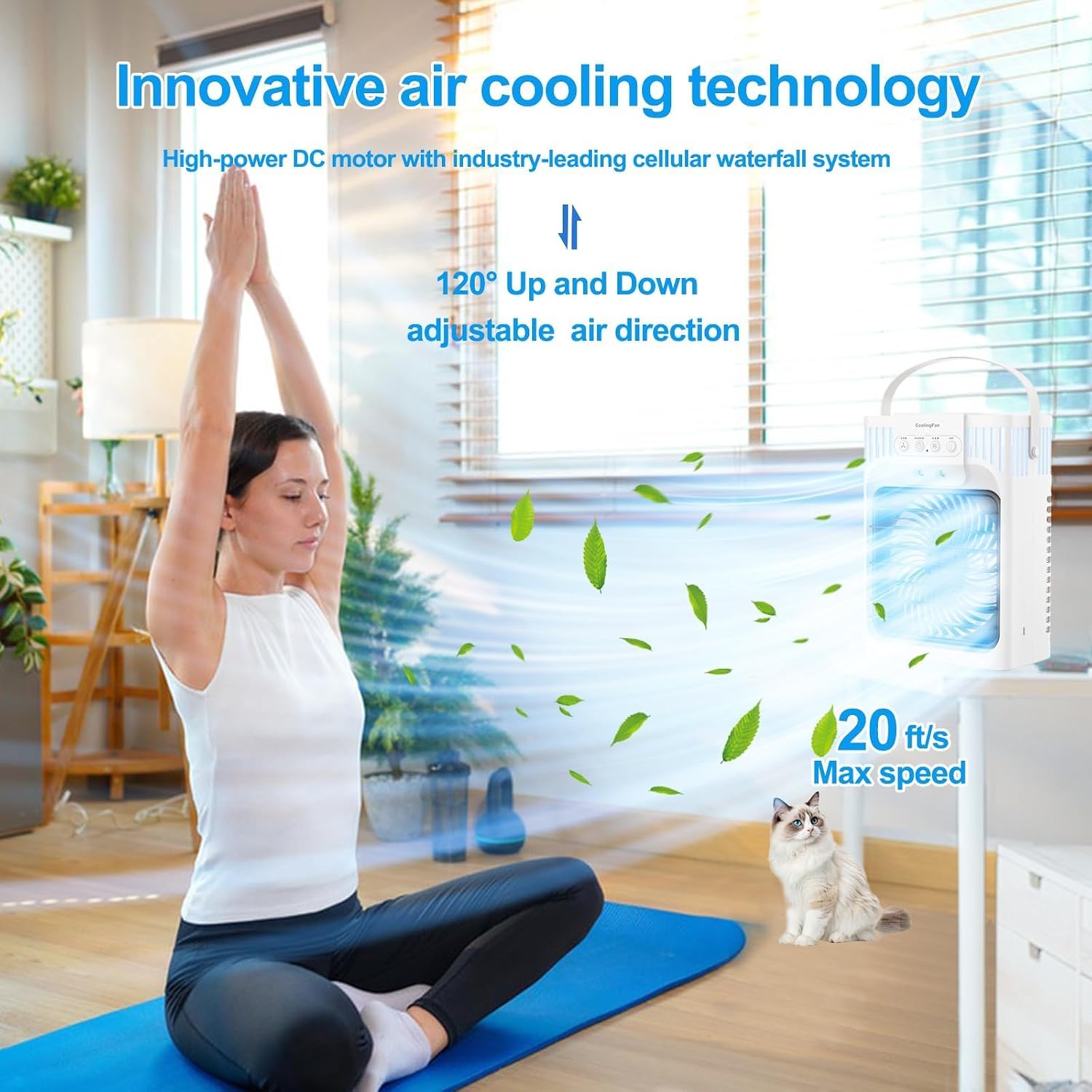 Portable Air Conditioners, 4 in 1 1200ML Personal Air Conditioner, Evaporative Air Cooler Fan with Remote, 7 RGB Light Modes, 3 Speeds & 2-8H Timer for Bedroom,Car,Nightstand, Office, Dorm, RV