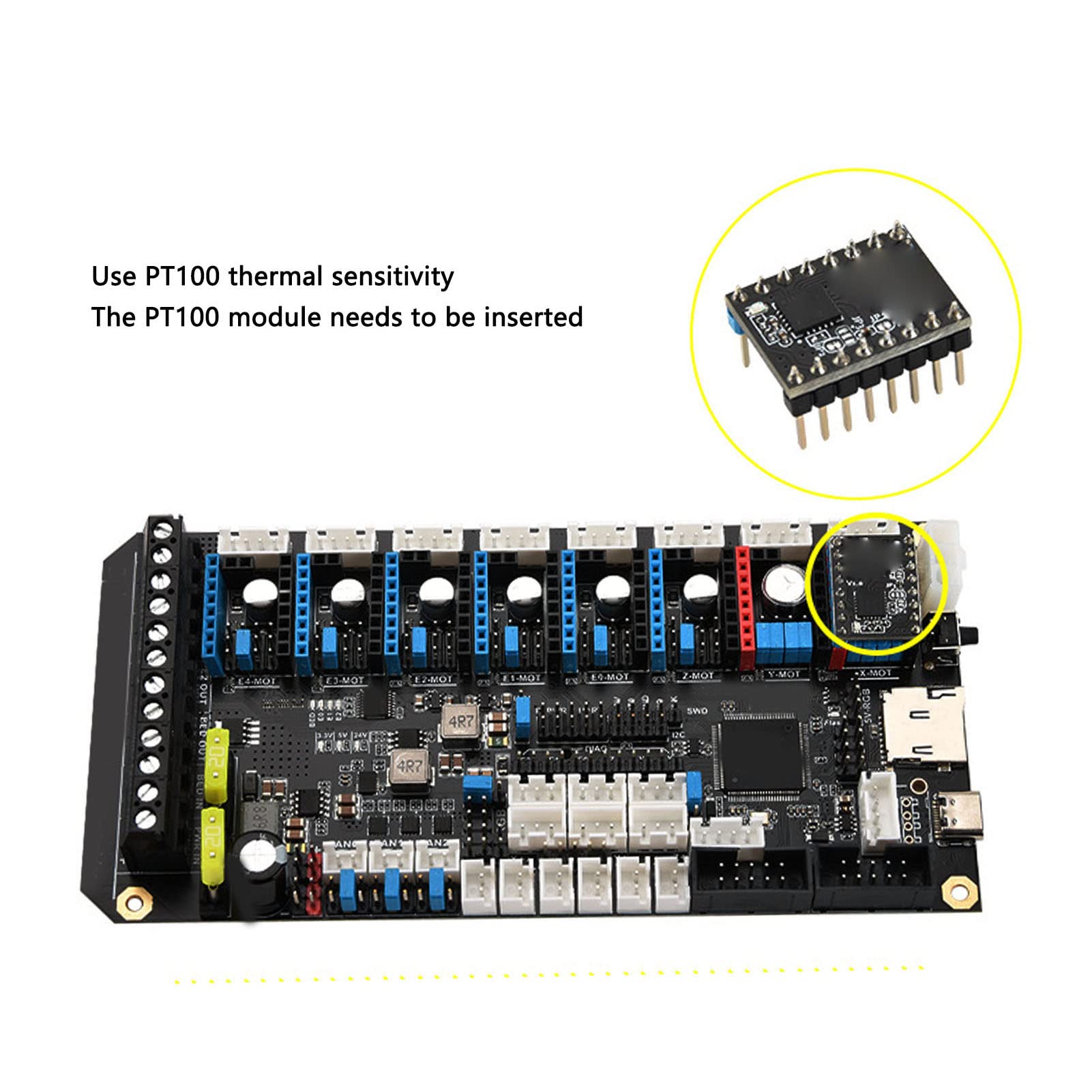 3D-Drucker-Motherboard, 3D-Drucker-Steuerplatine Integriertes TMC2209-Kit Spider V2.2-Motherboard 8 PWM-Lüfter Uart SPI 3D-Druckerteil für VORON 2.4/Switchwire 8