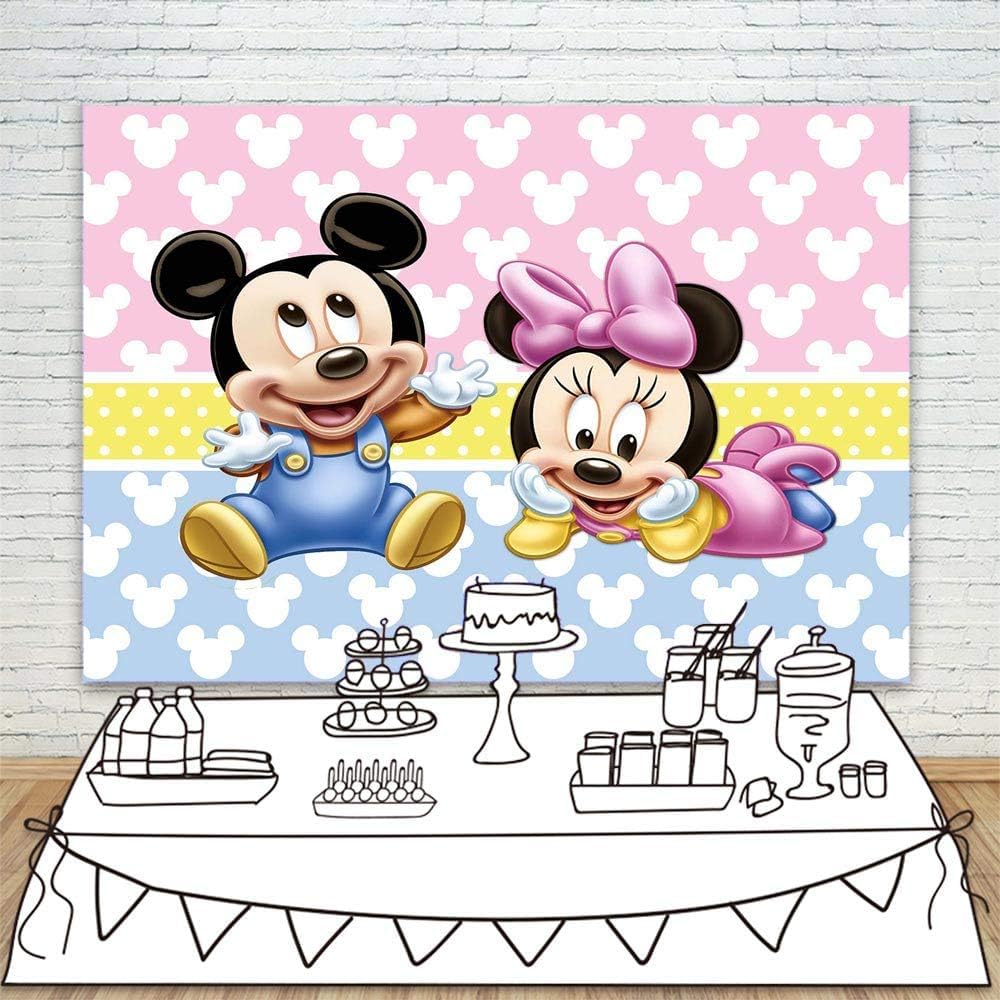 Pink or Blue Gender Reveal Backdrops 5x3 Pink and Blue Backdrop Baby Shower for Boy or Girl Vinyl Happy 1st Birthday Background for Childs Cartoon