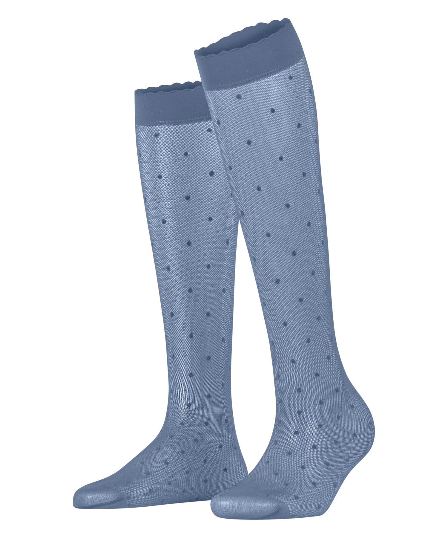 FALKE Dot 15 DEN W Kh trasparenti velati fantasia 1 paire, Calzini lunghi Donna, Blu Sky Blue 6876, 35-​38
