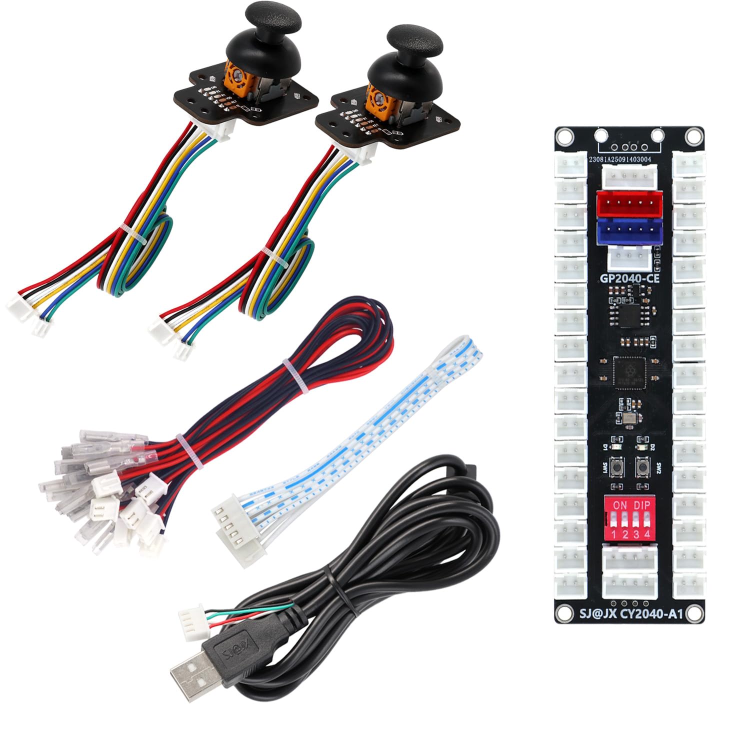 SJ@JX All-Button Arcade Controller with Raspberry Pi RP2040 Encoder, 3D Analog Mushroom Joystick, Custom RGB Lighting, Ultra-Low Latency, Multi-Platform Compatible for PC & Nintendo Switch