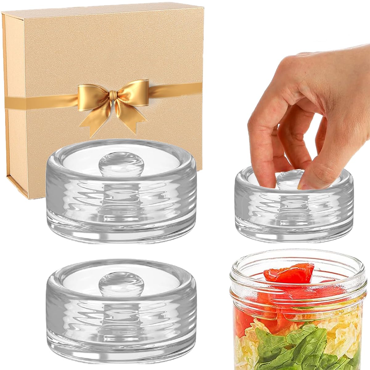 Poids en verre de fermentation pour bocaux Mason Lot de 2 avec poignée