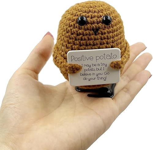 Miniatura 4 de Stitch-Witch Divertidos regalos de elefante blanco, ganchillo de patata positiva para caminar, papa enrollada, papa de apoyo emocional (papa marrón)