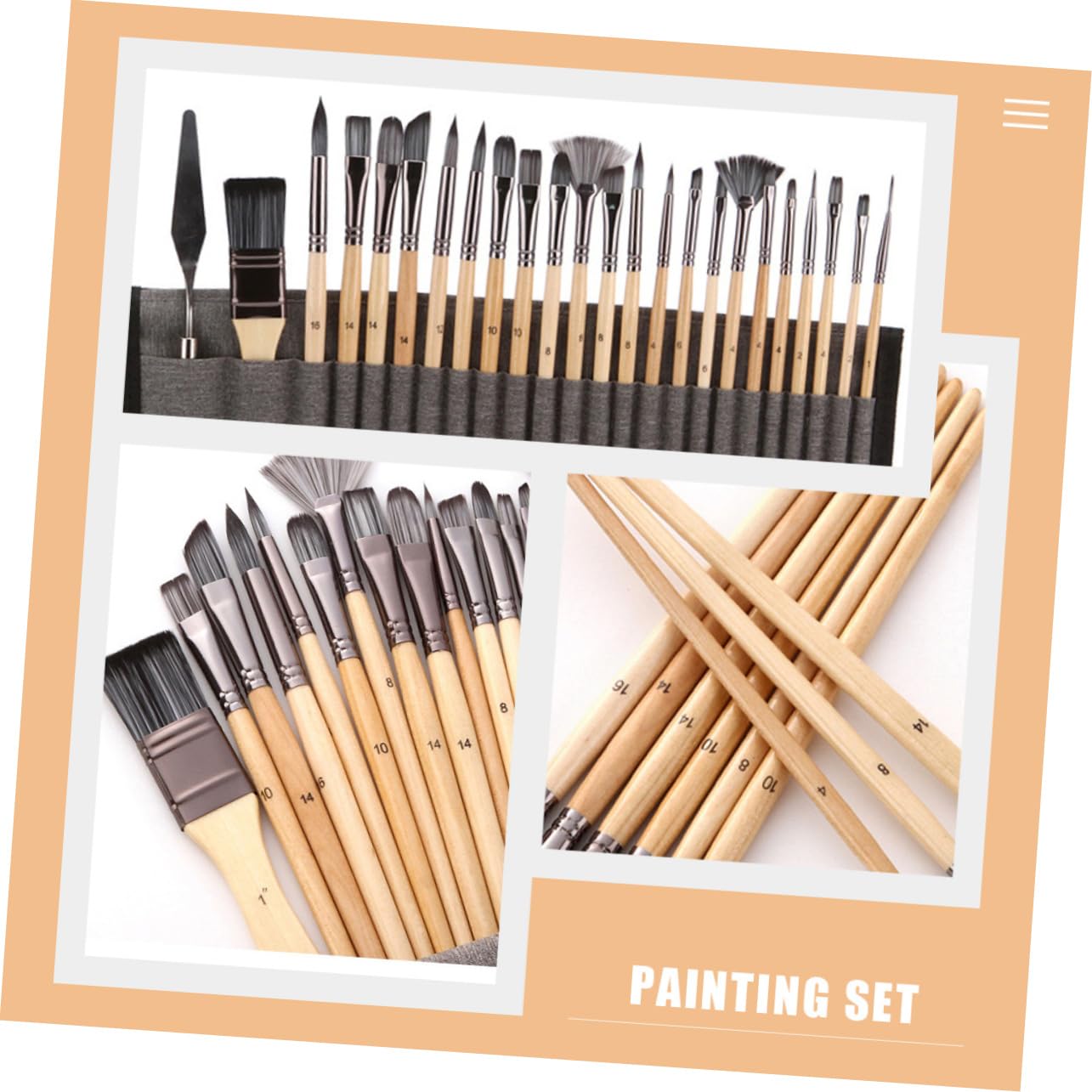 Juego de 24 Pinceles de Artista de Nailon para Pintura