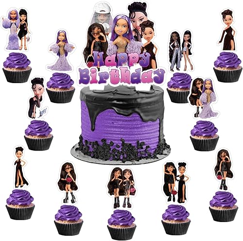 Juego de 37 adornos para tartas y cupcakes, suministros de fiesta de cumpleaños para decoraciones de cumpleaños