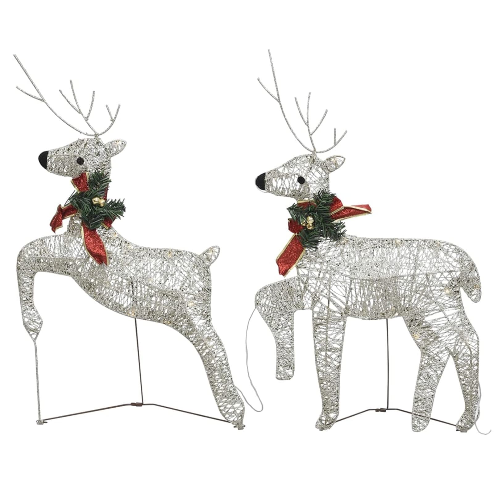 Renos de Navidad 2 Unidades 40dorado, Figuras LED, Decoracion Navidad Exterior, Figura Luz Navidad, Reno Luminoso Exterior, Navidad Exterior Figuras