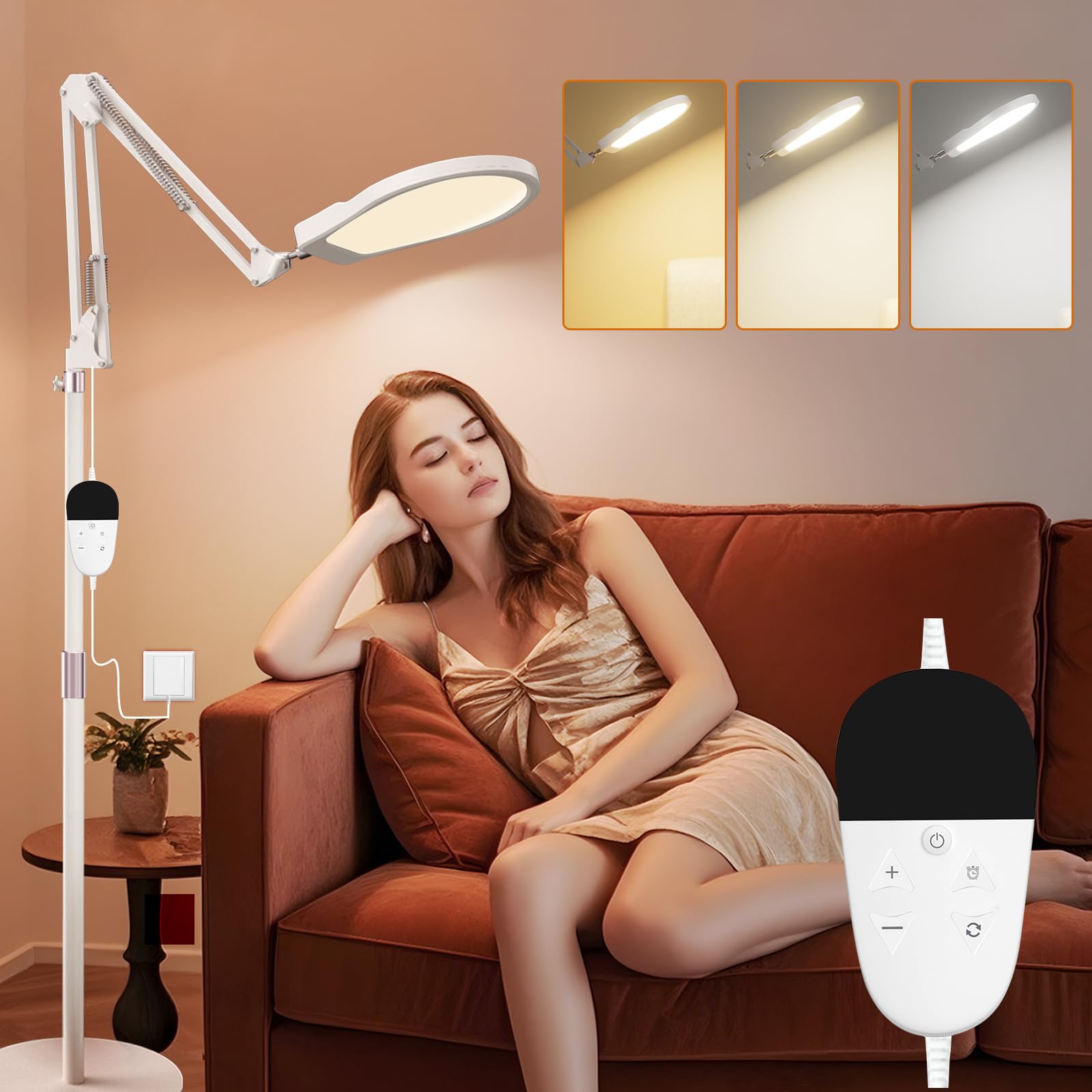 Lampada SAD, Lampada SAD 3 in 1, Lampada Daylight Luce con Telecomando, Daylight Lampada per Lettura/Ufficio/Casa (Bianca)