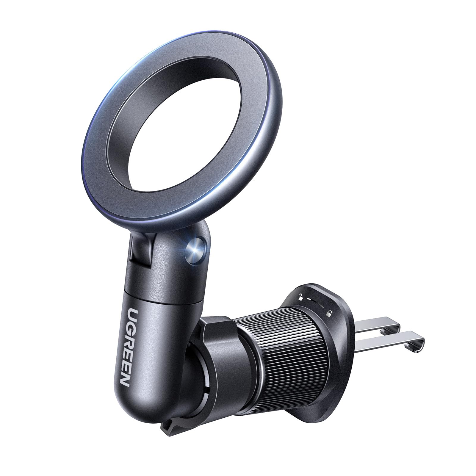 UGREENMagsafe Car Mount with Double Hock Lock Magnetic Phone Holder with 20x N52 Magnet, Air Vent Car Phone Holder Compatible with iPhone 17 Air 16 Pro Max Plus 15 14 13 12