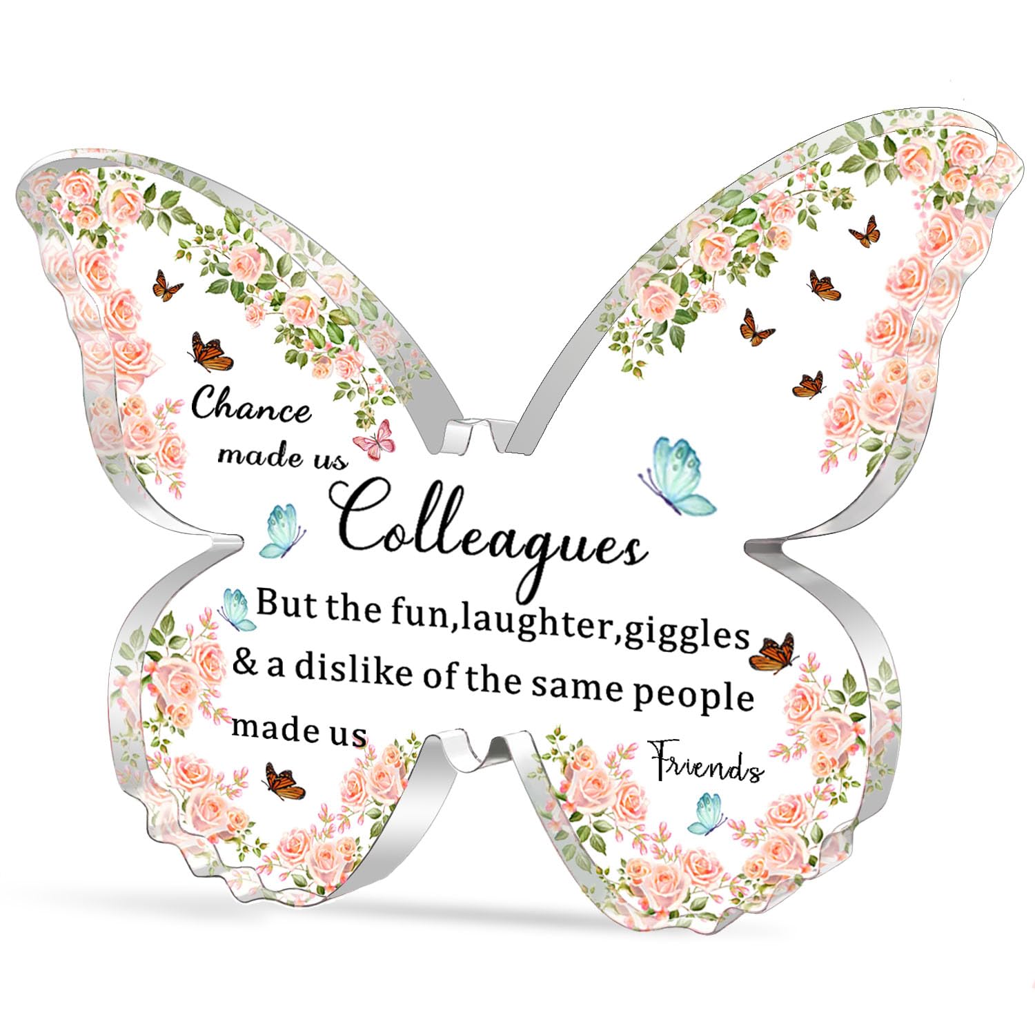 WTOPP Leaving Gifts For Colleagues Women Thank You Colleagues Gift Coworker Gift Butterfly-Shaped Acrylic Plaque For Colleagues Perfect For Work Bestie Friend Friendship Going Away Present For Women