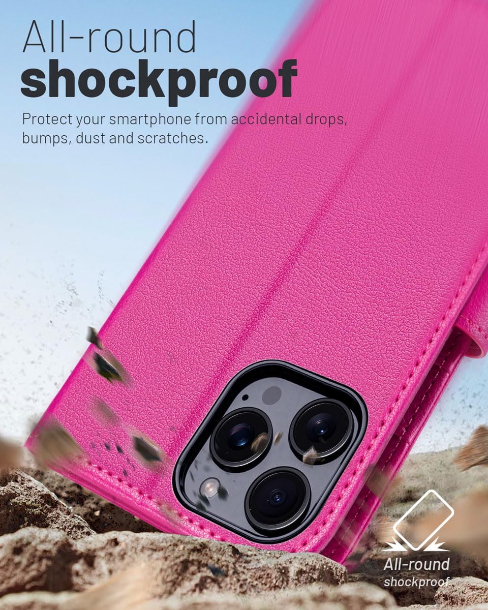 OCASE Compatible with iPhone 16 Pro Max Wallet Case, PU Leather Flip Folio Case with Card Holders RFID Blocking Kickstand [Shockproof TPU Inner Shell] Phone Cover 6.9 Inch 2024, Rose