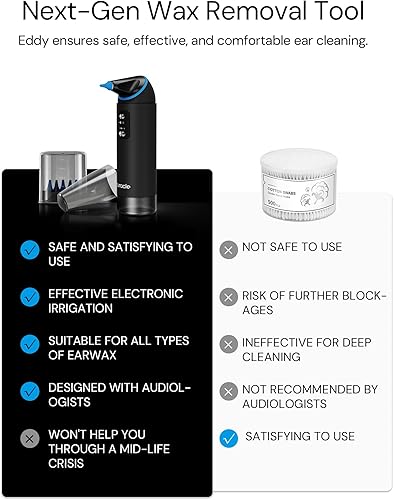Miniatura 7 de Auracle Eliminación de cera de oídos, kit de limpieza de oídos Eddy con 4 modos de presión de agua, limpiador de cera de oídos seguro y eficaz con 8