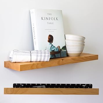 UltraShelf Solid Wood Floating Shelf for Wall Decor, Alder, 24" Long x 8" Deep