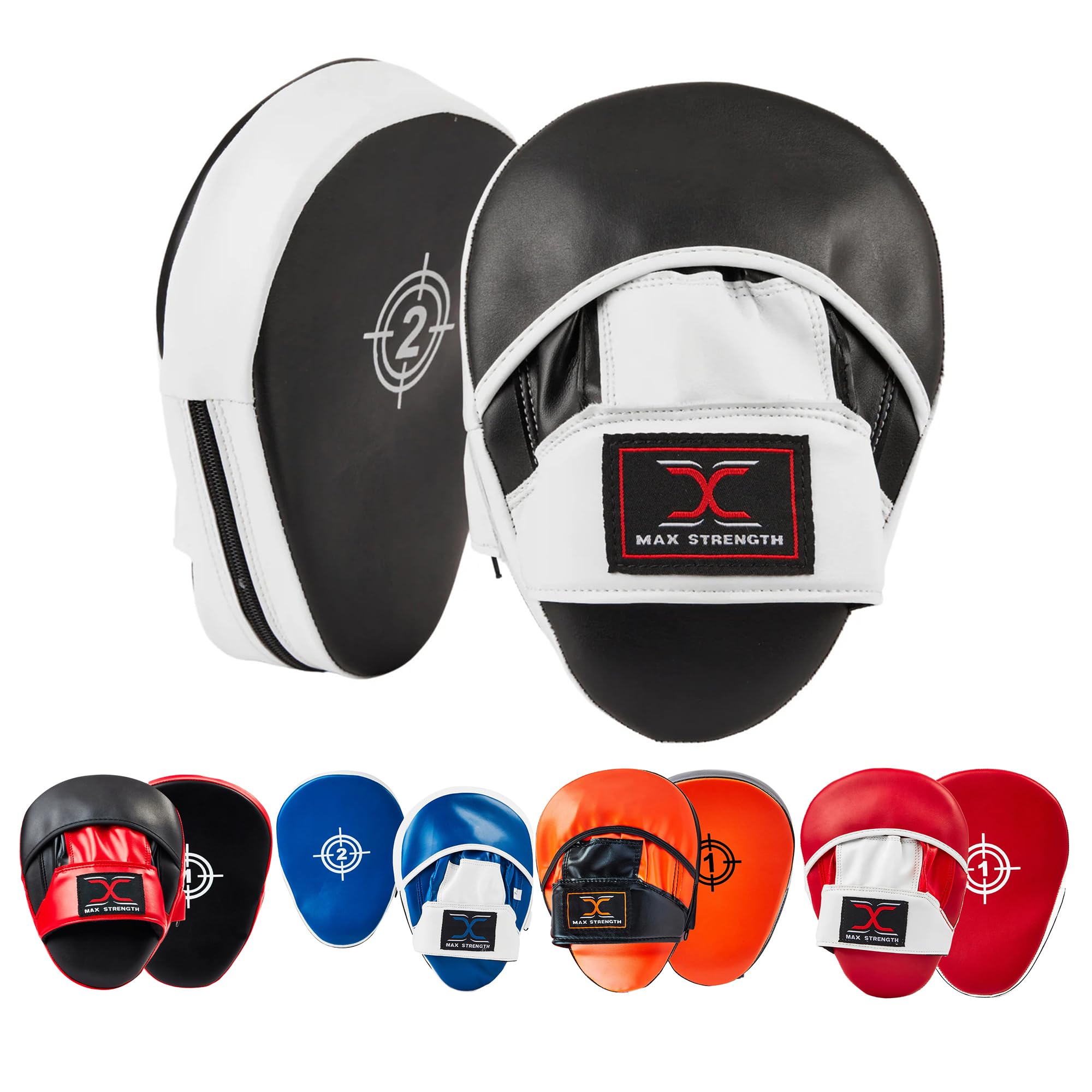 MAXSTRENGTH Punching Focus Pad Boxing punch mitt Hand Pad Kickboxing Training Martial Art Training Exercise MMA Sparring Punch Strike Pads MMA Muay Thai (Black/White)