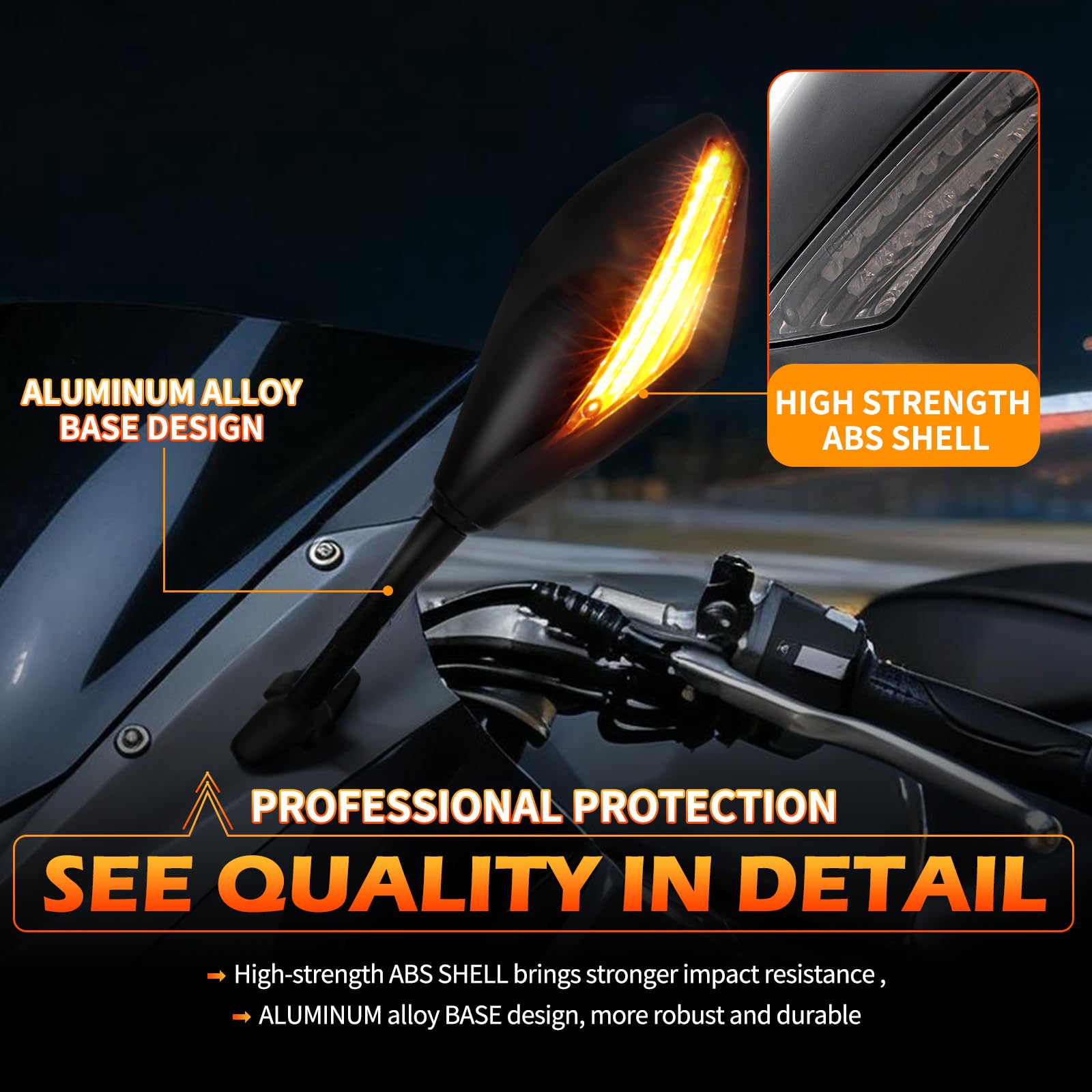 Amazon.com: Motorcycle LED Turn Signal Rear View Mirrors with