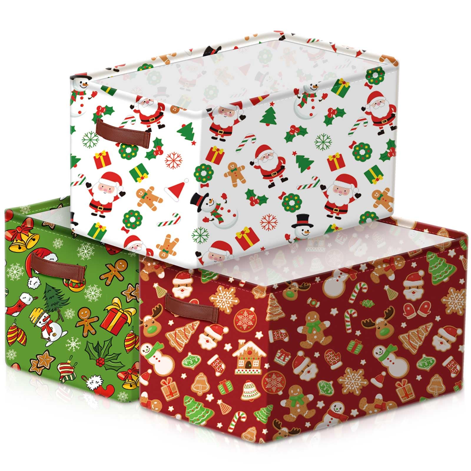 Panier de rangement de Noël Boao pain d'épice x3 grands cubes pour placard