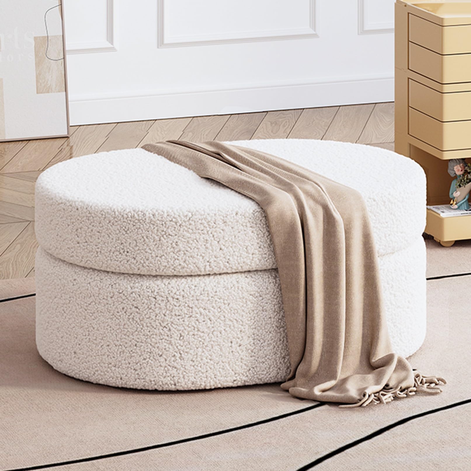MSHGSKU Storage Ottoman Bench Versatile Makeup Vanity Stool & Pouf Stylish Coffee Table & Footrest Ideal Shoe Bench for Living Room Entryway Bedroom (40x30x30CM)