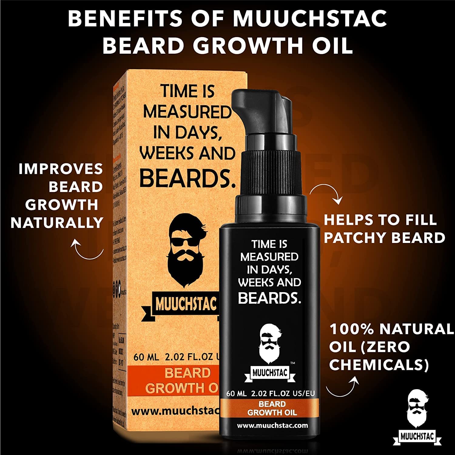 QURA Bartöl - Bartwachstum, Kräuter-Bartwachstumsöl für Männer für dickeren & längeren Bart und zum Feilen von Patchy Beard, 60 ml