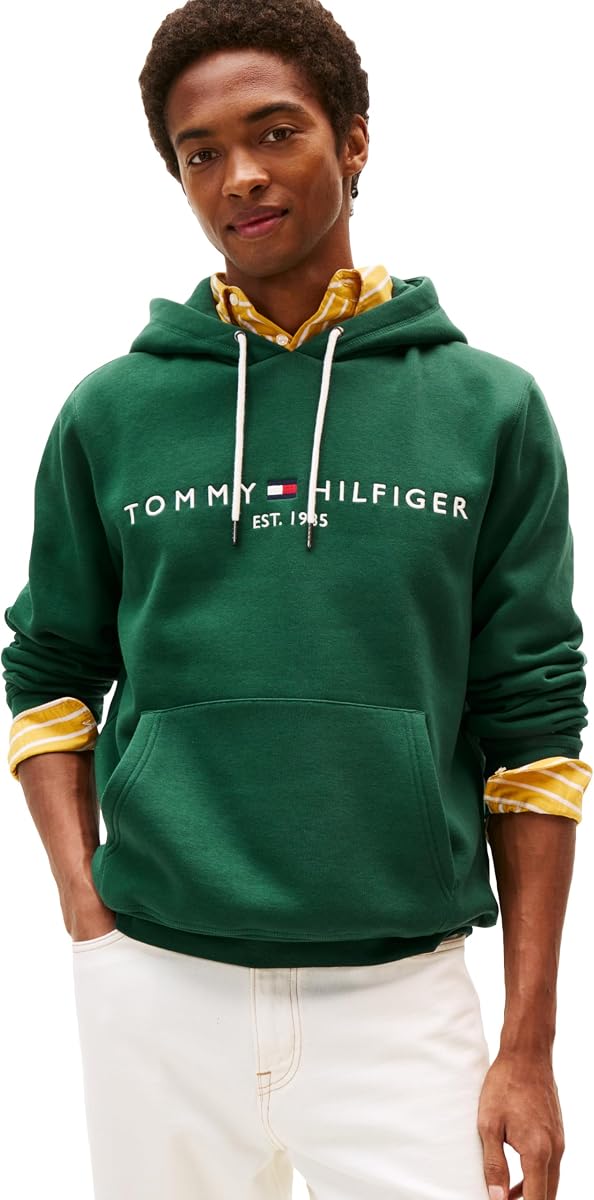 Tommy Hilfiger Men's Medium Weight Fleece Hoodie Sweatshirt With Embroidered Logo, Also Available in Big & Tall