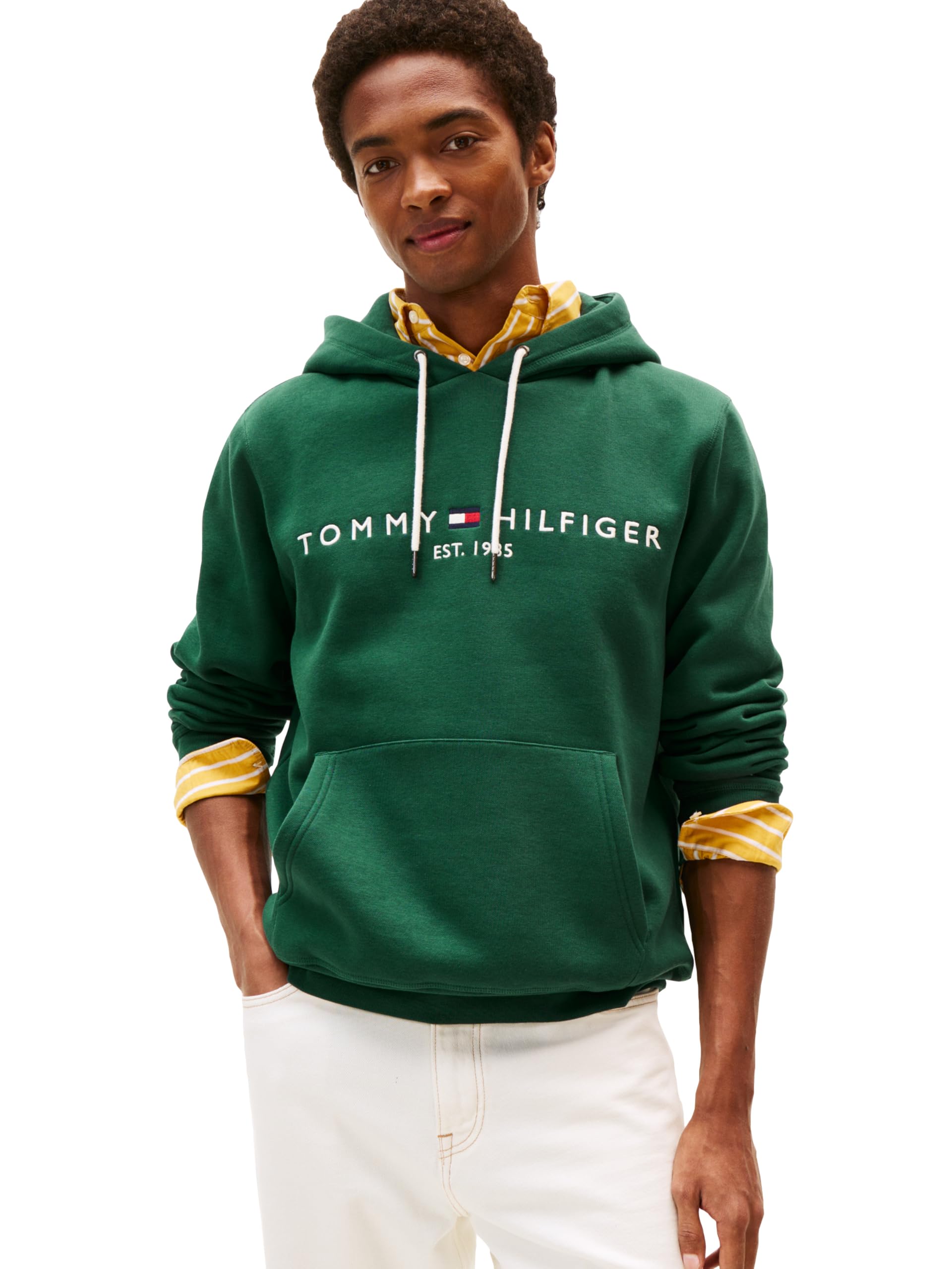 Tommy Hilfiger Men's Medium Weight Fleece Hoodie Sweatshirt With Embroidered Logo, Also Available in Big &amp; Tall