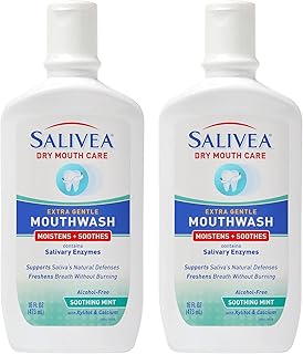 Dry Mouth Mouthwash - Soothing Mint Mouthwash with Natural Salivary Enzymes - Gentle Mouthwash to Aid Dry Mouth Care - Breath Freshener & Dry Mouth Treatment - Mint Flavor (2 Pack)
