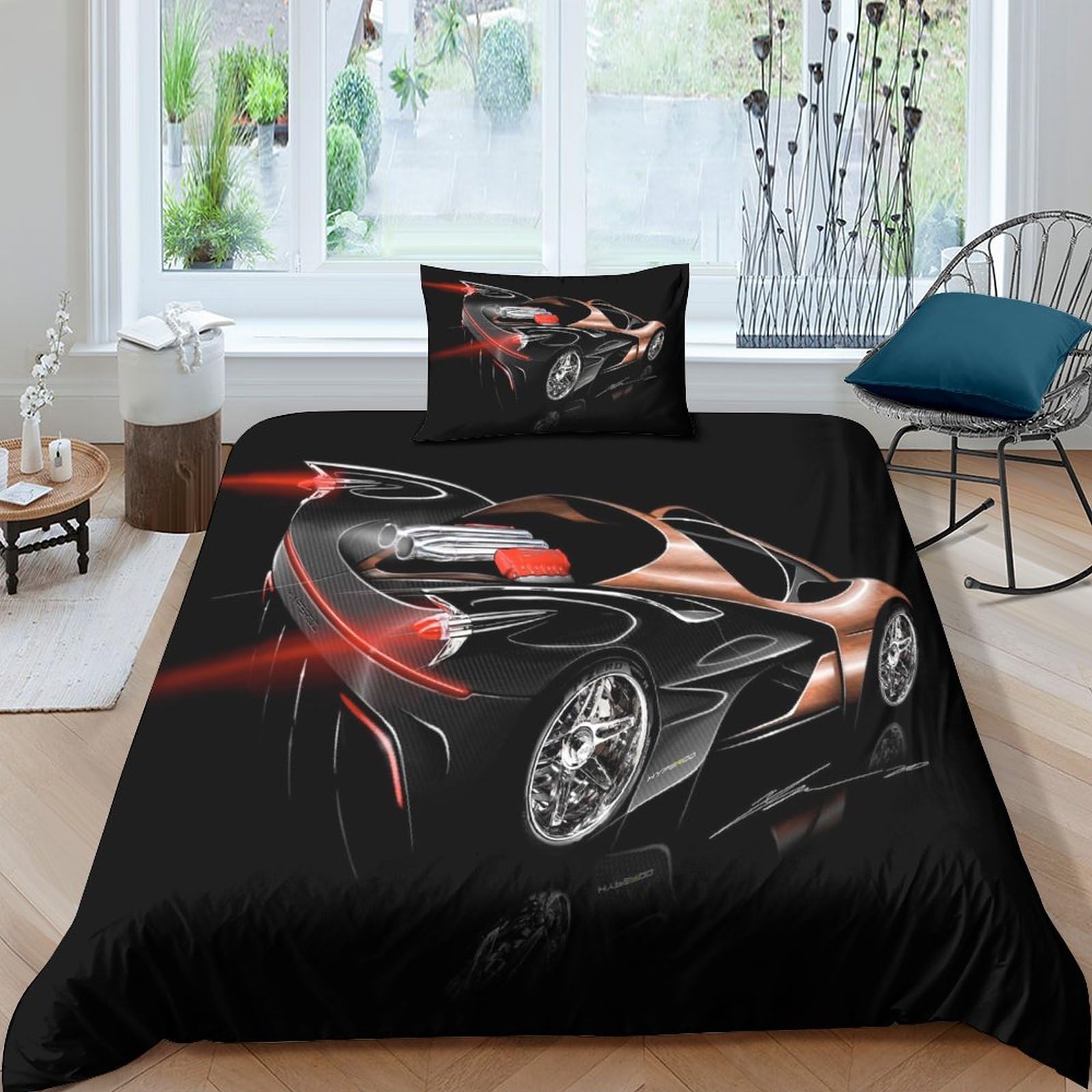 Housse de couette Cars parure de lit 3 pièces, cadeau d'anniversaire parfait pour lit simple