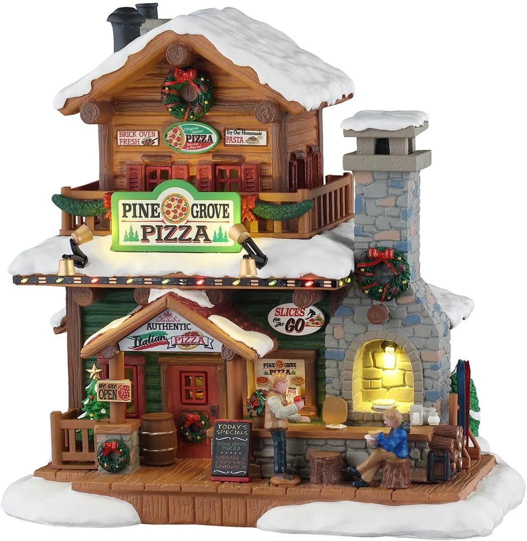 Lemax Pine Grove Pizza, Battery-Operated(4.5V), Lighted Buildings, #55322