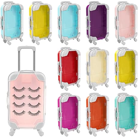 Framendino 12 Pcs Mini Suitcase Gift Box False Eyelash Boxes Storage Organizer