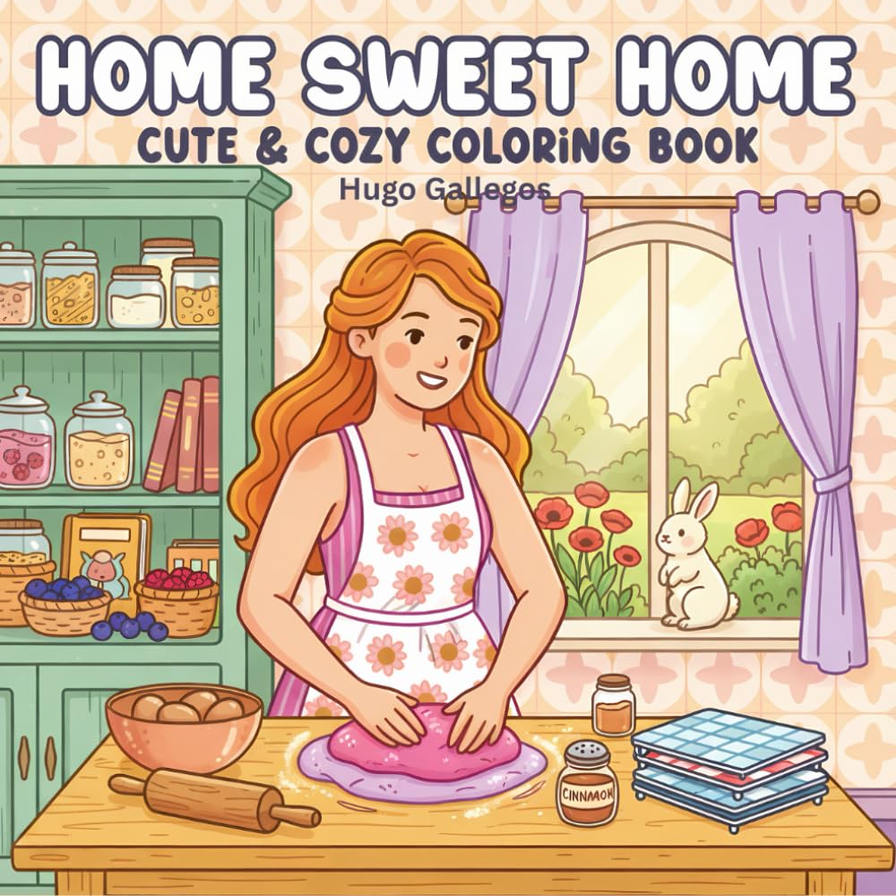 Home Sweet Home Cozy Coloring Book: Charming Baking, Kitchen & Home Scenes for Relaxing Coloring Fun