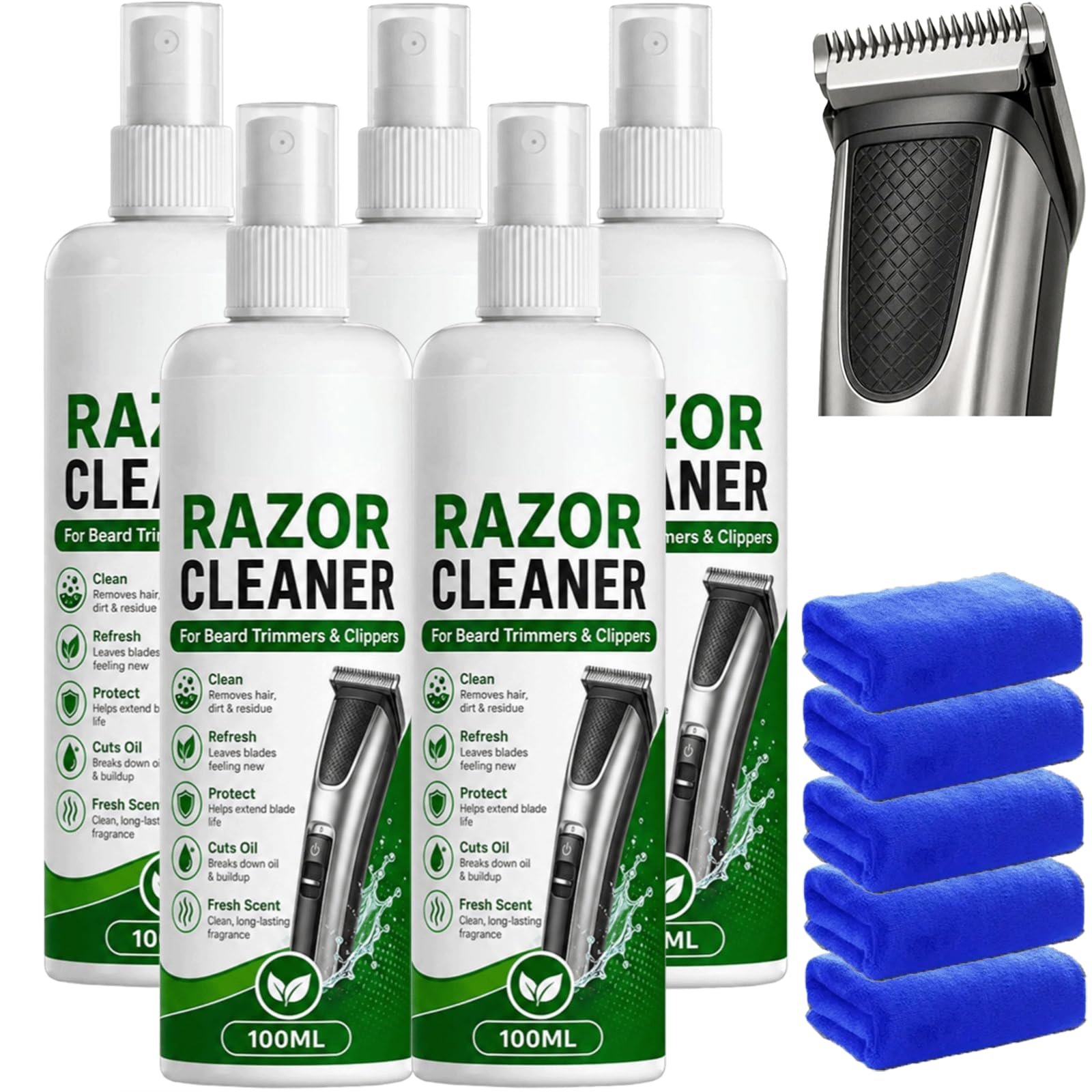 Spray do czyszczenia ostrzy do maszynki do strzyżenia włosów – spray do czyszczenia maszynki i golarka elektryczna, usuwa pozostałości włosów i oleju, smaruje ostrza, zmniejsza tarcie i rdzę