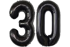 Black 30 Number Balloons: Giant & Jumbo for 30th Birthdays