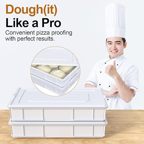 Miniatura 7 de Eagrye Paquete de 4 cajas de masa apilables comerciales para pizza, bandejas de plástico para pasta, contenedor de pan