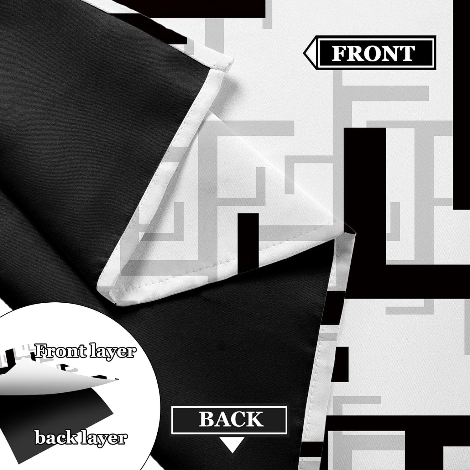 weesire Modern Blackout Curtains for Bedroom Living Room 2 Panels 100% Blackout Black and White Pattern Curtains Abstract Curtains, 52x96 Inches