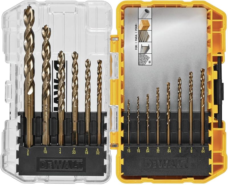 DEWALT Juego de brocas de acero de aleación de cobalto con punta piloto, 14 piezas (DWA1240)