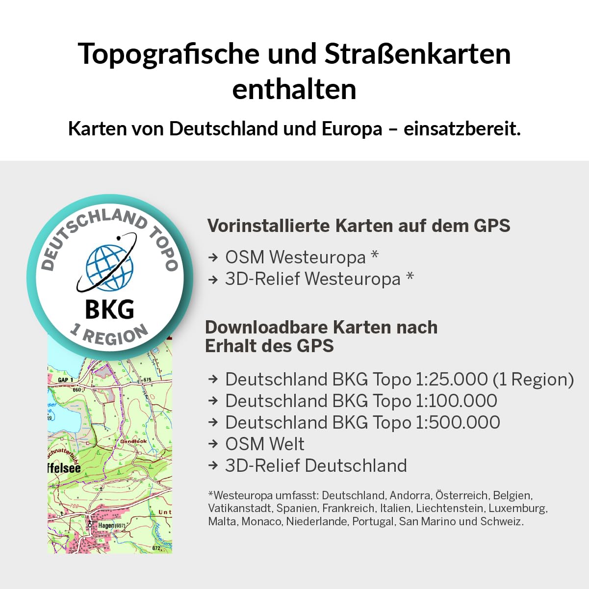 TwoNav Terra (64 GB) + Karte 1 Region Deutchland BKG Topo 1:25000, Outdoor GPS mit 3,7-Zoll-Breitbild für Berg, Wandern, MTB, Fahrrad oder Navigation